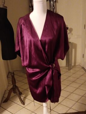 Satin Wrap blouse - Deep Plum
